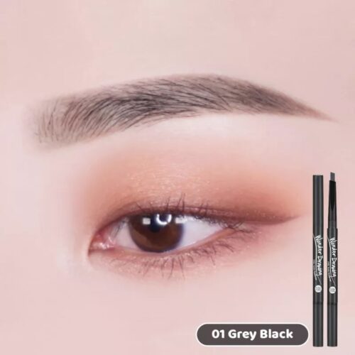 holika holika Wonder Drawing 24hr Auto Eyebrow 01 gray black swatch