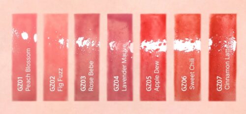 Black Rouge Chewy Lip Glaze shades swatch