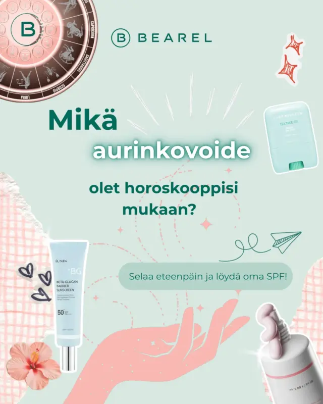 ✨ Mikä aurinkovoide olet horoskooppisi mukaan? ♈

Oletko kevyt ja raikas geelimäinen SPF vai ihoa hemmotteleva kosteuttava suosikki? 👀💛

Kurkkaa videolta, mikä aurinkovoide sopii juuri sinun horoskooppimerkillesi, ja kerro kommenteissa mikä merkki olet ✨

💗 KAIKKI aurinkovoiteet ovat nyt -30 % vielä 12.7. asti! ☀️

#bearel #kbeauty #aurinkovoide #SPF #ihonhoito