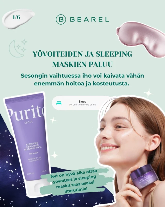 🌙 Iltaisin vähän extra-hoitoa iholle ✨

Kun illat pimenevät ja ilma viilenee, iho voi kaivata enemmän kosteutta ja hoitoa. Yövoide tai sleeping mask on helppo tapa lisätä iltarutiiniin vähän extra-hoitoa. 🫶

Bearelin valikoimasta löydät vaihtoehtoja erilaisiin ihon tarpeisiin. Kurkkaa suosikit verkkokaupasta tai tule myymälään, autamme mielellämme valinnassa. 💚

#bearel #ihonhoito #yövoide #sleepingmask #kbeauty