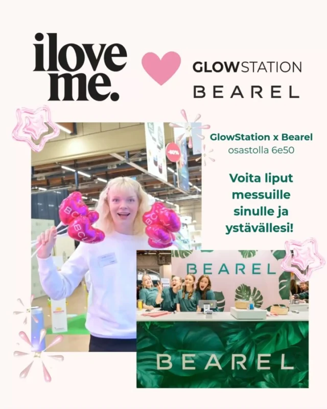 🎉 ARVONTA! Voita 2 lippua I Love Me -messuille! 🎟️ 
@iloveme_official 

Ota ystävä mukaan ja suuntaa kanssamme vuoden odotetuimmille messuille! 💕 Osallistu näin:

1. Seuraa meitä Instagramissa @bearelfi
2. Kommentoi, kenen kanssa lähtisit messuille 💬

Arvonta on voimassa 9.10.2026 asti. Voittajaan ollaan yhteydessä Instagramin yksityisviestillä ja liput toimitetaan sähköpostitse.

Tänä vuonna Bearel ja Glowstation yhdistävät voimansa ja tuovat messuille Aasialaisen kosmetiikan parhaat hitit saman katon alle! 🇰🇷🇯🇵

Luvassa on satoja suosikkituotteita, viraalihittejä sekä kuumimpia uutuuksia, joita et halua missata. Ja mikä parasta? Olemme valmistelleet messuille ennennäkemättömät messutarjoukset! 🛍️💖

📍 Löydät meidät osastolta 6e50.

#iloveme #arvonta #bearel #glowstation