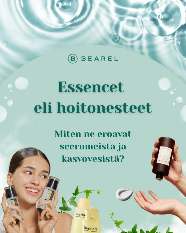 Käytätkö jo hoitonesteitä ihonhoidossasi? 💧

Essencet eli hoitonesteet ovat osa kosteuttavaa ja hehkuvaa ihonhoitorutiinia. ✨
Hoitonesteet auttavat kosteuttamaan ihoa, tukemaan ihon suojamuuria ja valmistamaan ihoa seuraaville ihonhoitotuotteille. Koostumuksesta riippuen ne voivat myös rauhoittaa ihoa tai tuoda sille lisää hehkua. 

Kaipaatko lisää kosteutusta ja heleämpää ihoa? Hoitoneste voi olla juuri se puuttuva vaihe rutiinistasi! 💚

#bearel #kbeauty #korealainenkosmetiikka #ihonhoito #hoitoneste #essence