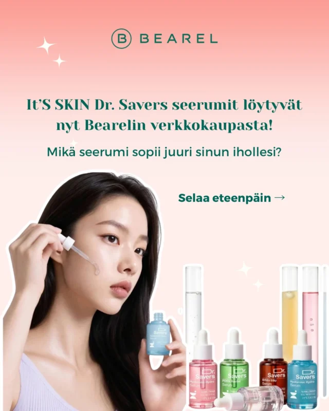 Dr. Savers seerumit It’s Skiniltä nyt saatavilla verkossa Valikoimasta löytyy viisi erilaista seerumia eri ihonhoitotarpeisiin:

💚PDRN Revital – tukee ihon uusiutumista ja vahvistaa ihon suojakerrosta.
🤍Vita Glow – auttaa tasoittamaan ihonsävyä ja tuo iholle hehkua.
💙 Hyaluronic Hydro – kosteuttaa tehokkaasti kuivaa ihoa.
🩷Cica Comfort – rauhoittaa ja kosteuttaa herkkää ihoa.

ITS’ SKIN Dr. Savers -seerumit nyt –30 % alennuksella, vain 6,99 € / kpl (norm. 9,99 €). Tarjous on voimassa 5.11. asti.

Tilaa omasi Bearelin verkkokaupasta 🤩🛍️

#bearel #itsskin #seerumi #korealainenkosmetiikka #uutuus